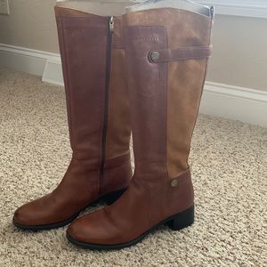 Tall leather and suede boot